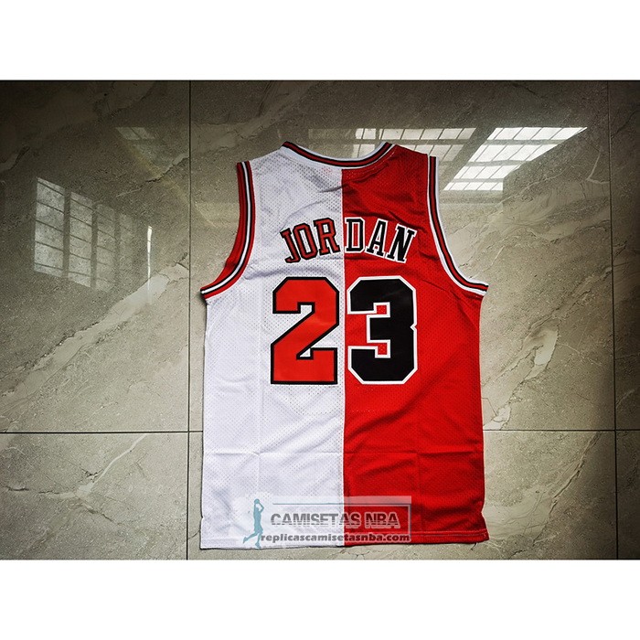 Camiseta Chicago Bulls Michael Jordan NO 23 Split Blanco Rojo